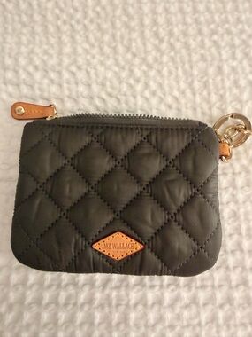 MZ Wallace Quilted Black Coin Pouch with Tan Accents